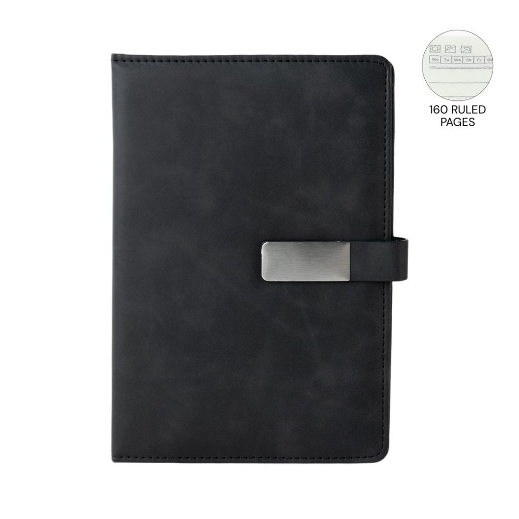 WINDSOR A5 PU Magnet Closure Notebook Black