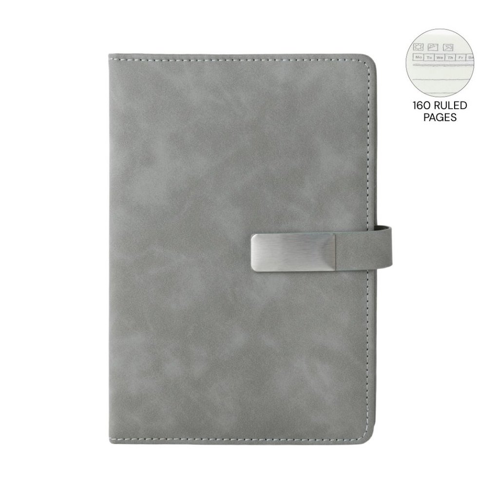 WINDSOR A5 PU Magnet Closure Notebook Grey