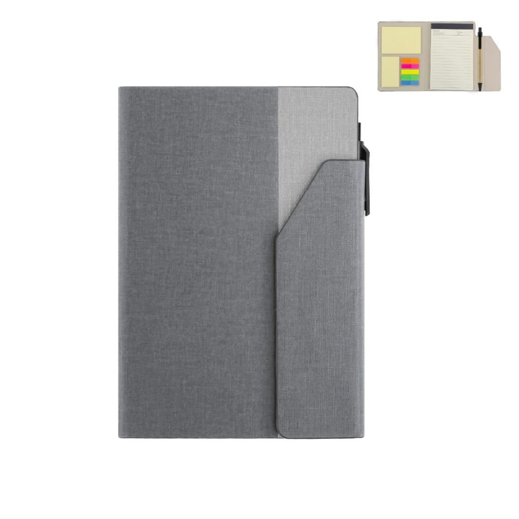 CARLO Notepad with Pen and Sticky Note Grey